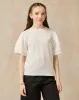 Senior Girls White Ruffled Sleeve Embellished With Flower Top sold by Redtag
