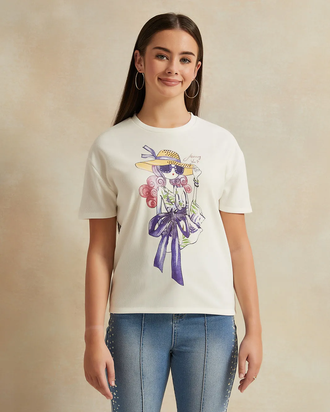 Senior Girls White Embellished Top sold by Redtag