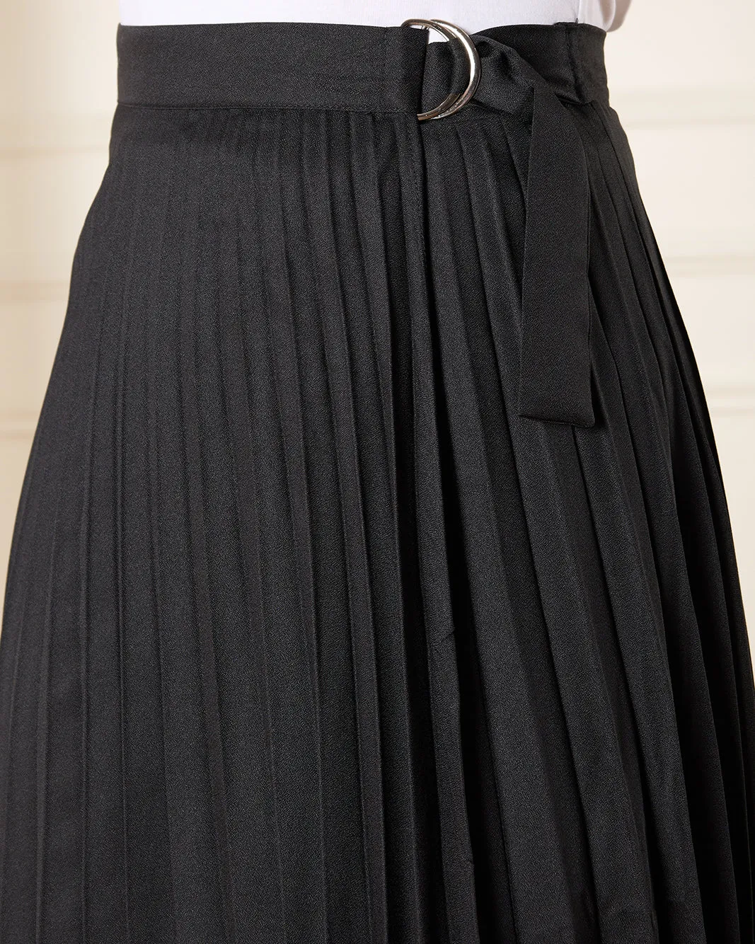Women Black Solid Pleated Skirt sold by Redtag product image thumbnail 4