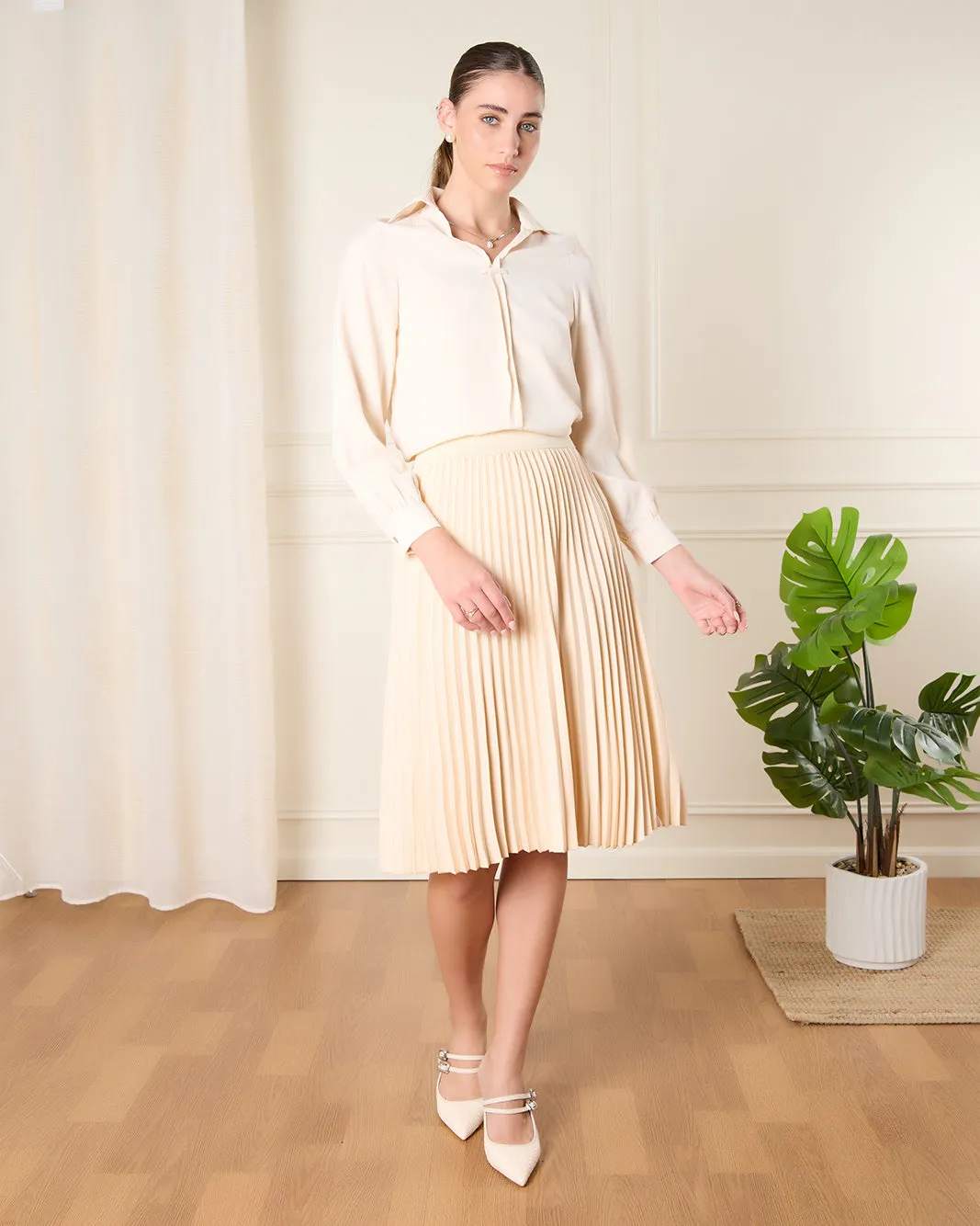 Women Peach Pleated High Waist Skirt sold by Redtag product image thumbnail 2