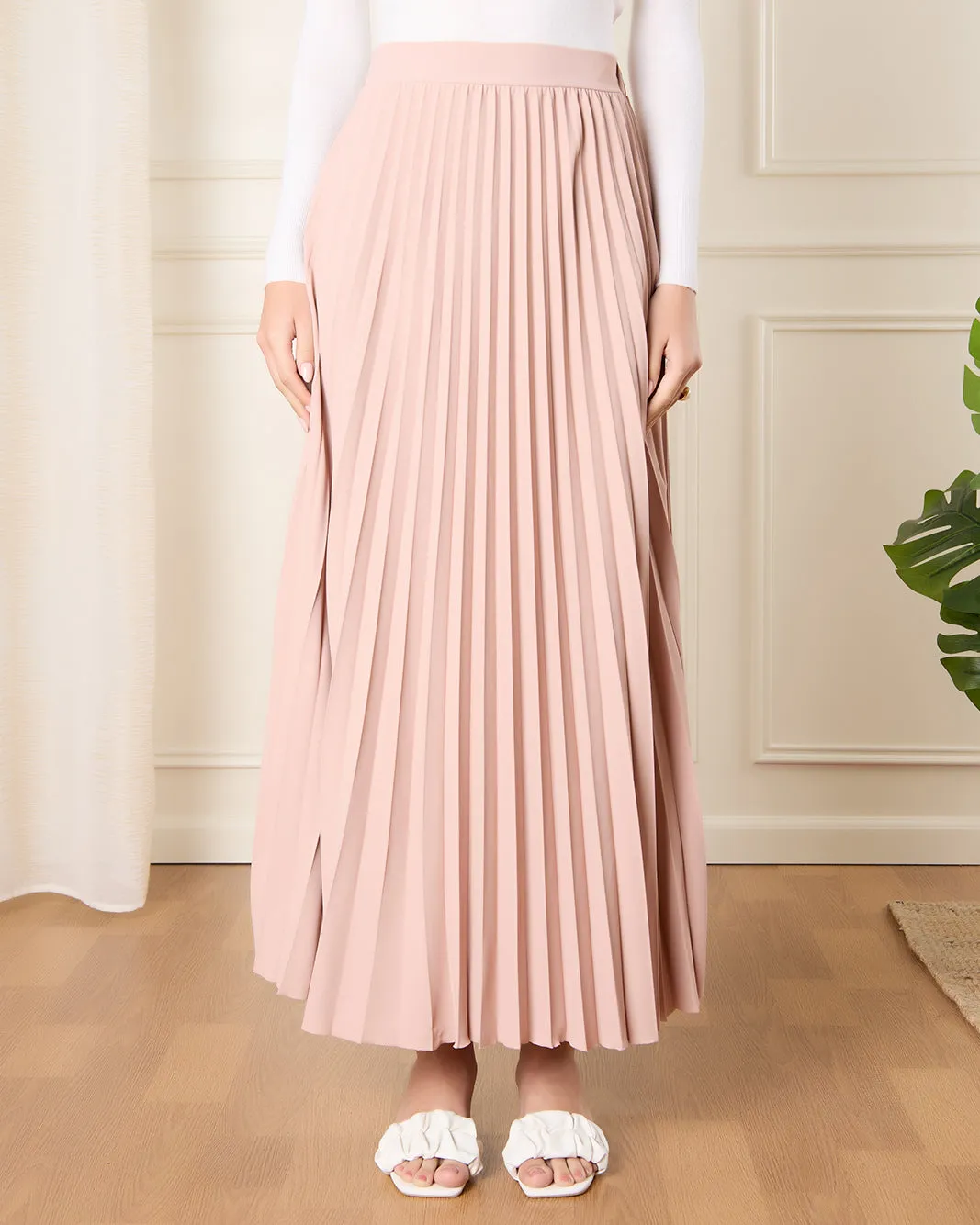 Women Pink Pleated High Waist Skirt sold by Redtag