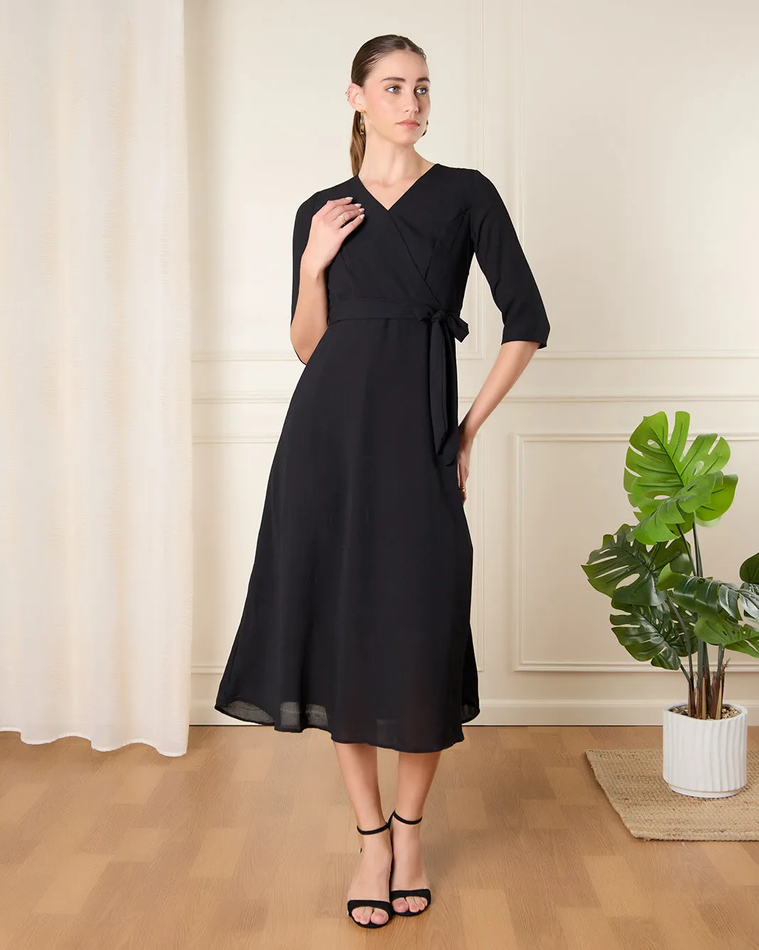 Women Black Midi Casual Dress sold by Redtag product image thumbnail 4