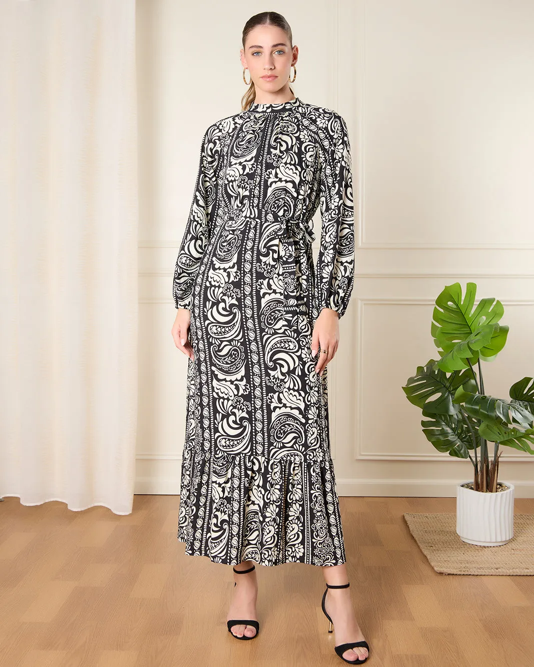 Women Black Printed Maxi Dress sold by Redtag