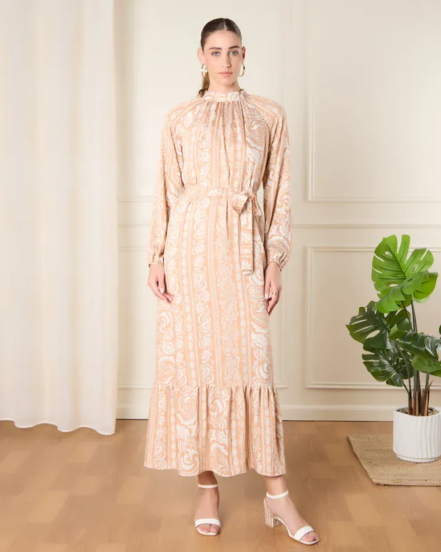 Women Beige Printed Maxi Dress sold by Redtag