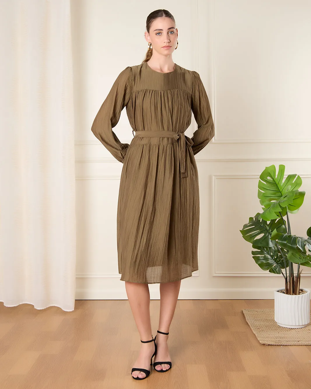 Women Brown Belted Dress sold by Redtag product image thumbnail 2