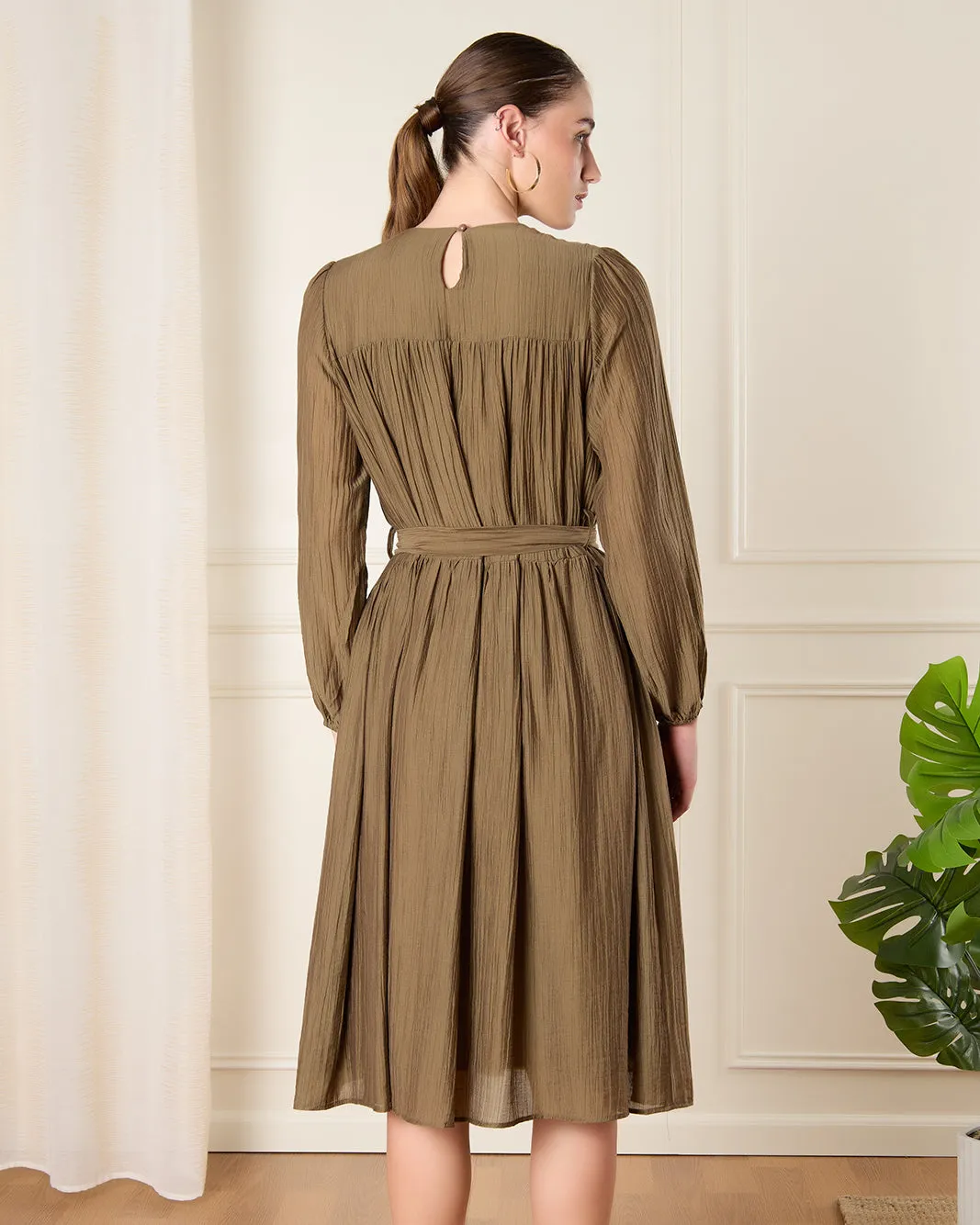 Women Brown Belted Dress sold by Redtag product image thumbnail 3