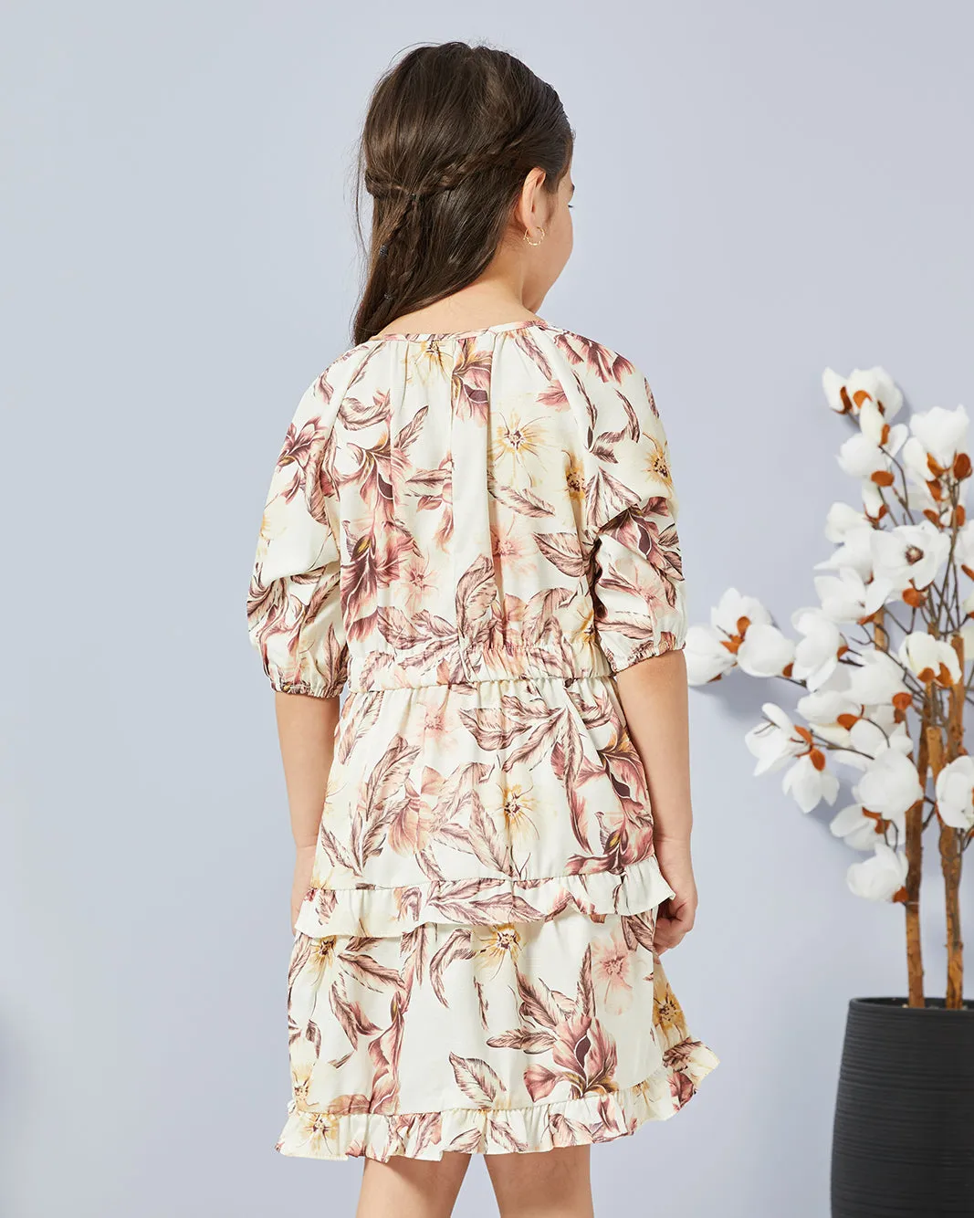 Girls White Floral Print Casual Dress sold by Redtag product image thumbnail 3