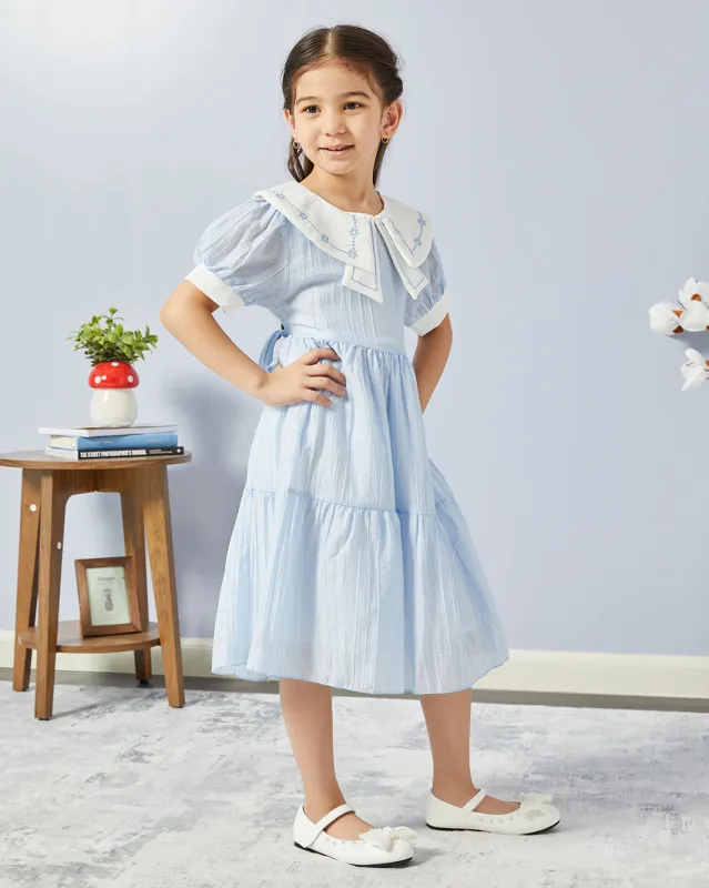 Girls Blue Embellished Dress sold by Redtag