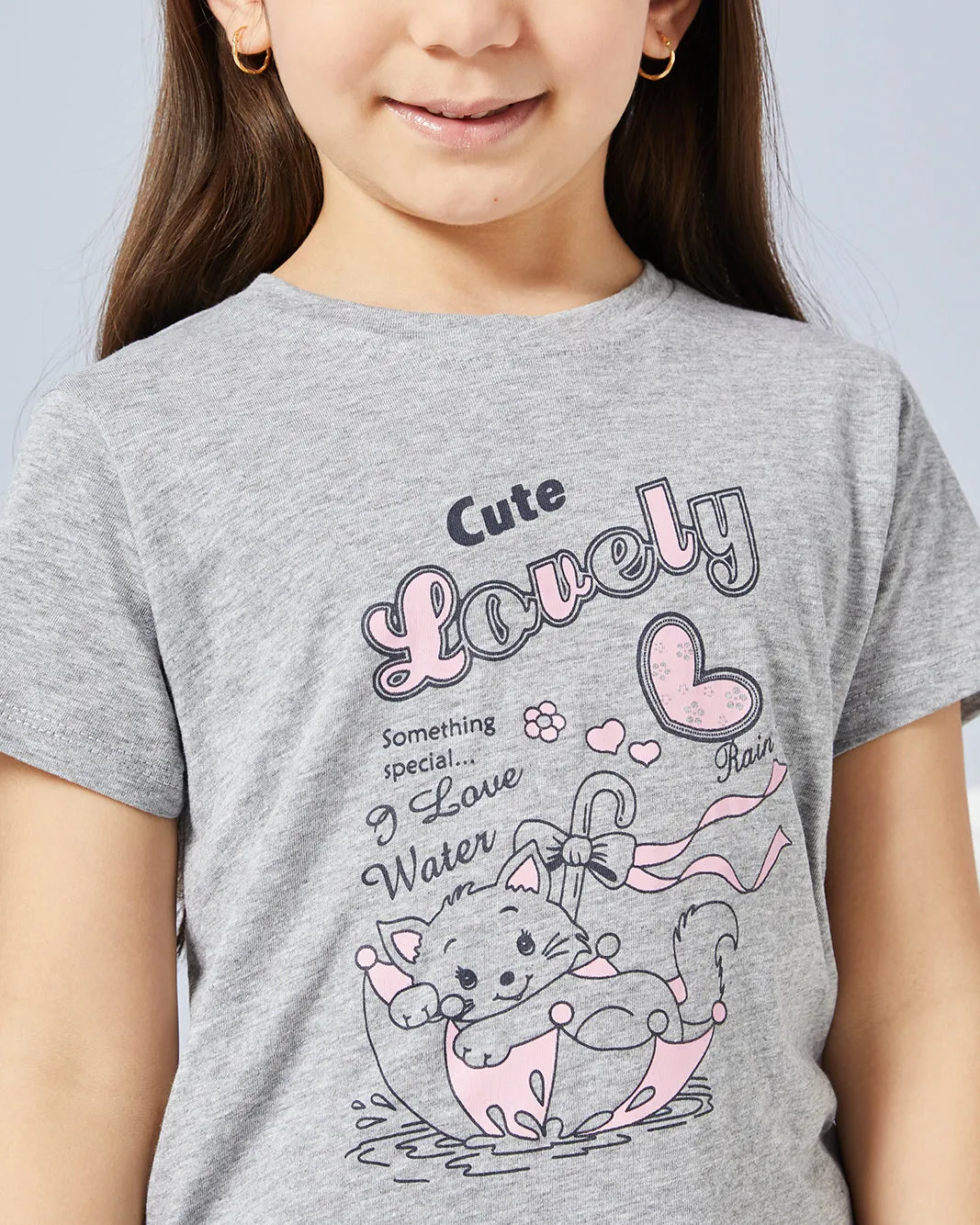 Girls Grey Printed Casual T-shirt sold by Redtag product image thumbnail 4