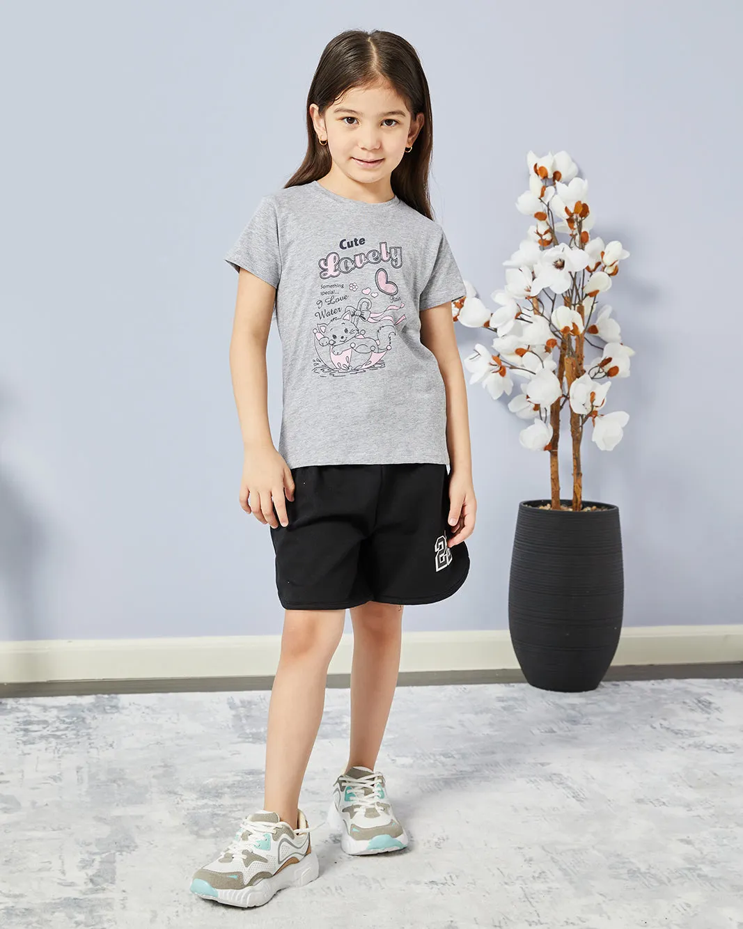 Girls Grey Printed Casual T-shirt sold by Redtag product image thumbnail 2