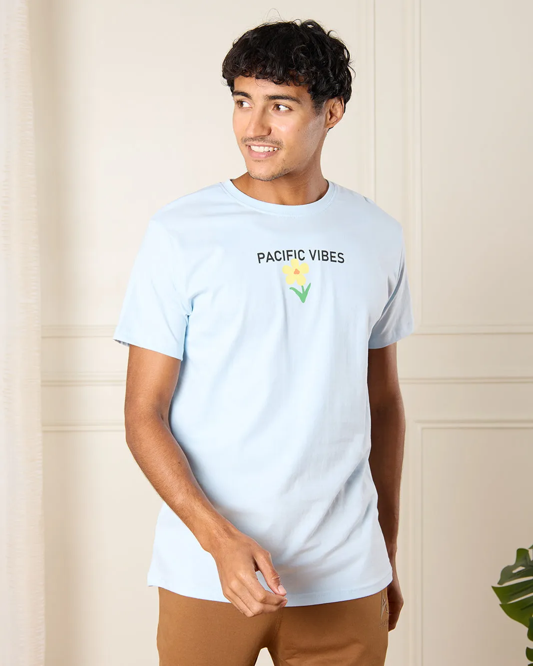 Men Blue Pacific Vibes Print T-Shirt sold by Redtag