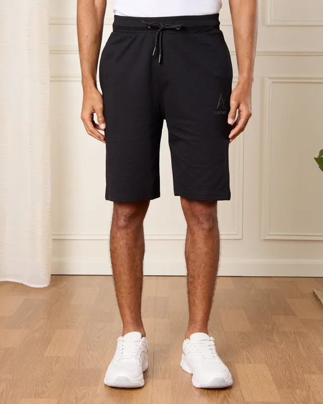 Men Black Solid Active Shorts sold by Redtag