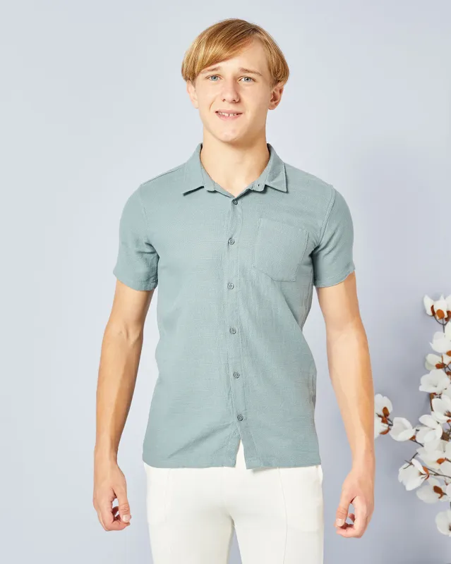 Senior Boys Teal Plain Shirt sold by Redtag