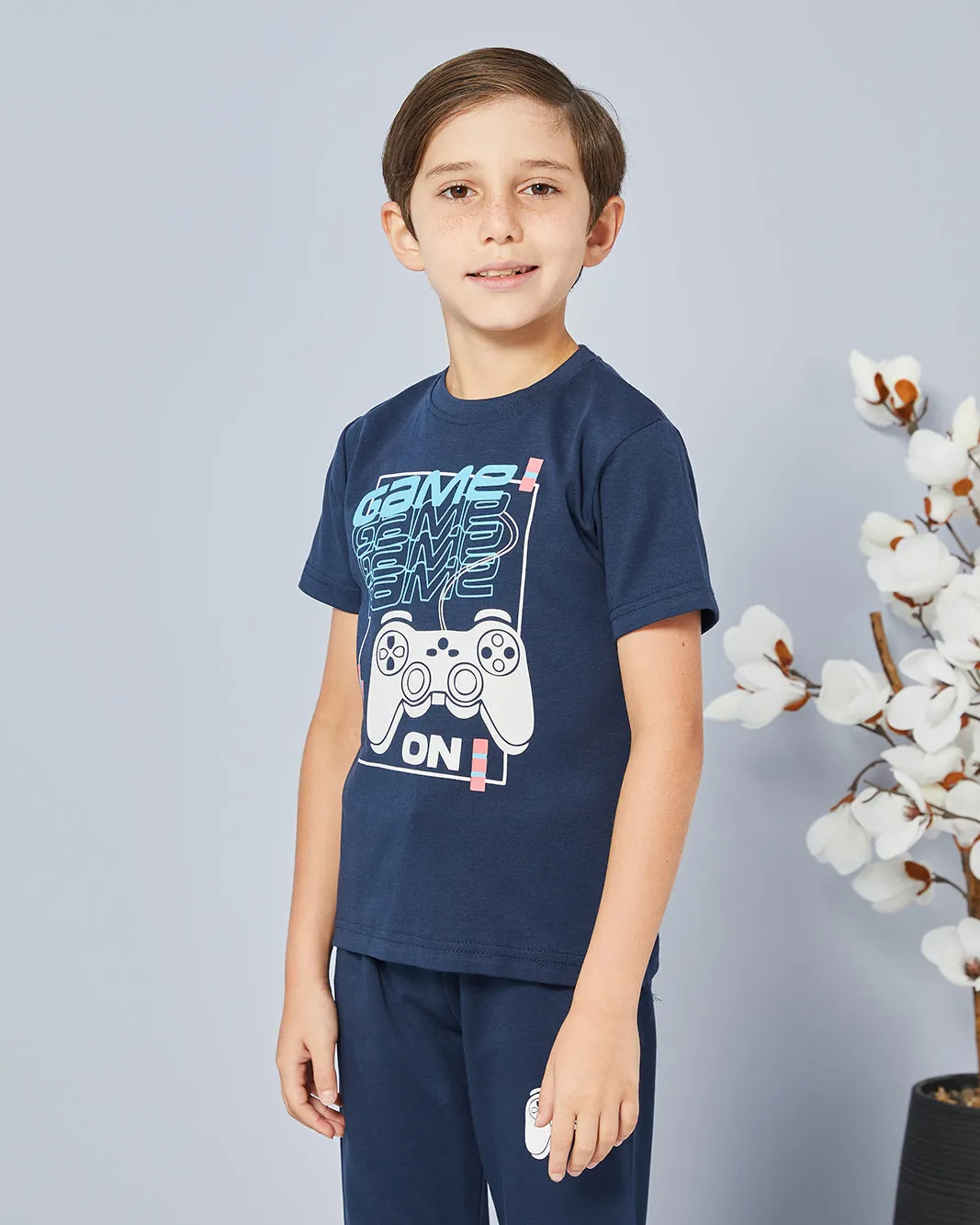 Boys Navy Gaming Print Pyjama Set (2 Piece) sold by Redtag product image thumbnail 2