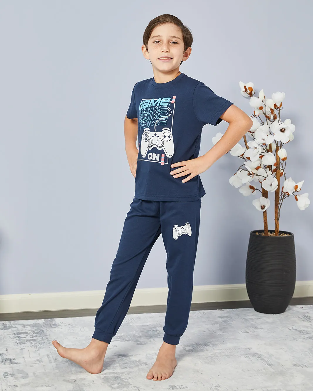 Boys Navy Gaming Print Pyjama Set (2 Piece) sold by Redtag