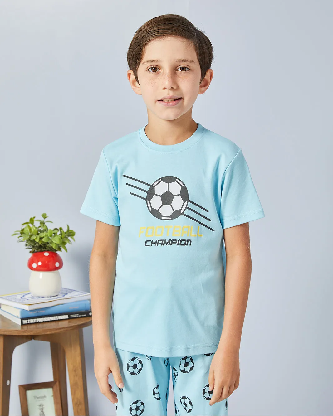 Boys Blue Football Print Pyjama Set (2 Piece) sold by Redtag product image thumbnail 2
