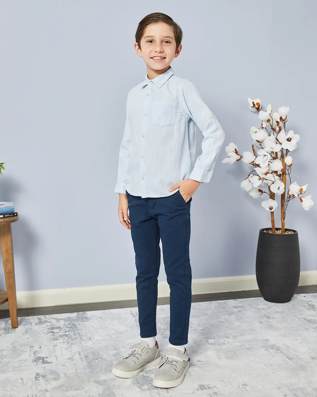Boys Blue Collared Long Sleeve Shirt sold by Redtag product image thumbnail 2