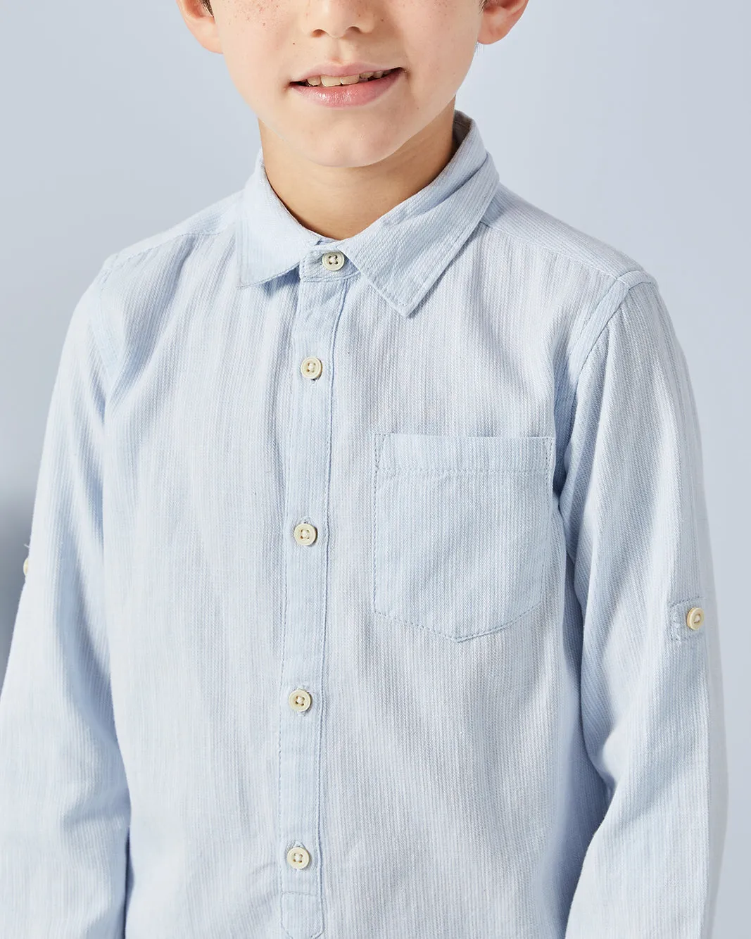 Boys Blue Collared Long Sleeve Shirt sold by Redtag product image thumbnail 4