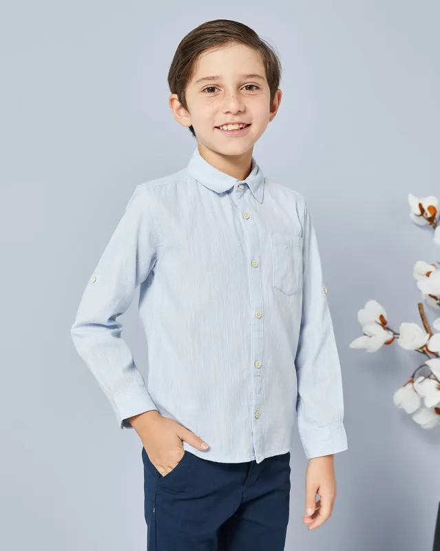 Boys Blue Collared Long Sleeve Shirt sold by Redtag