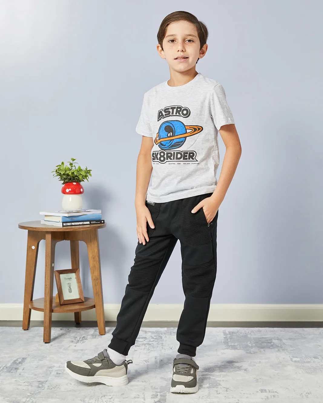 Boys Grey Astro Print T-Shirt sold by Redtag product image thumbnail 2
