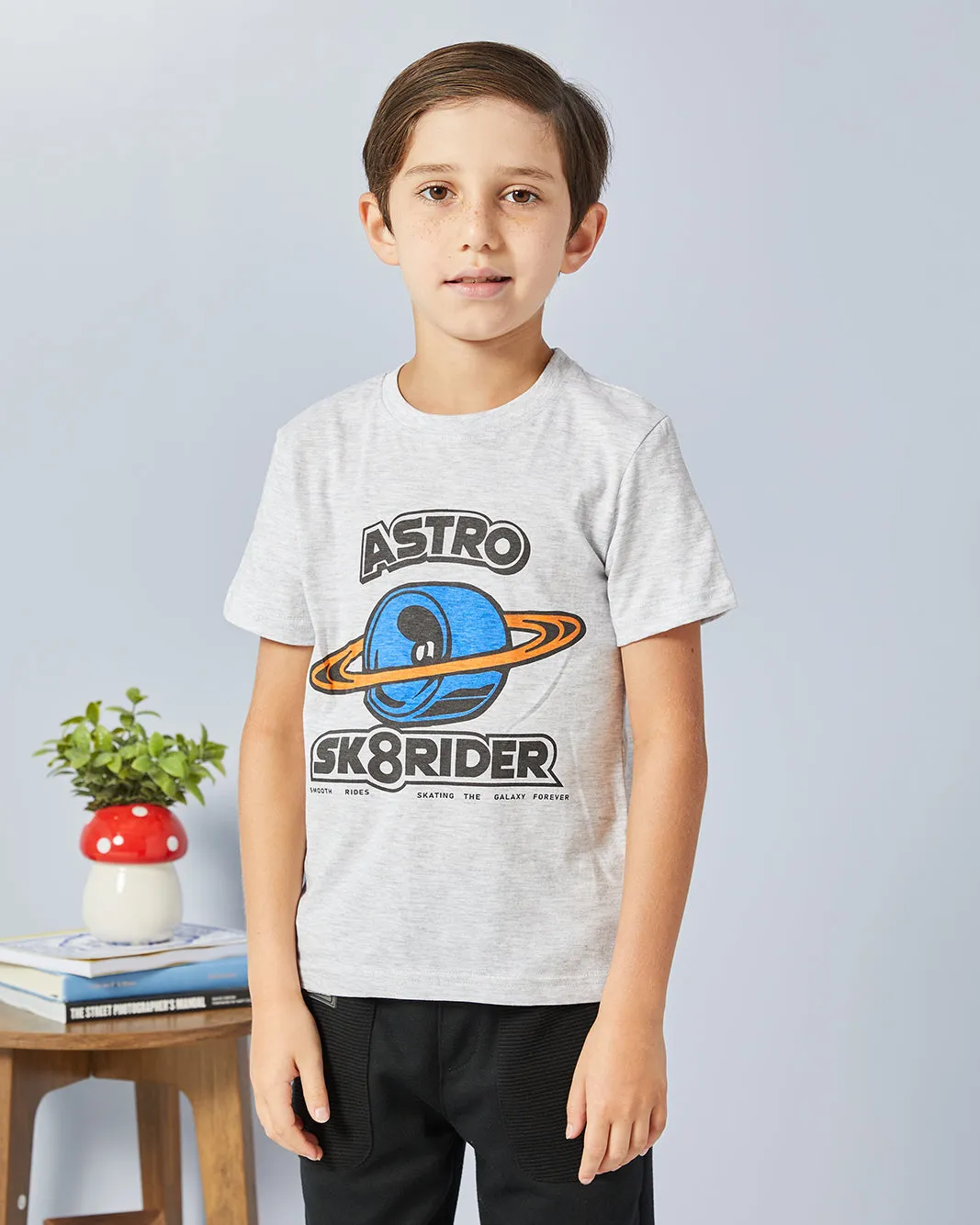 Boys Grey Astro Print T-Shirt sold by Redtag
