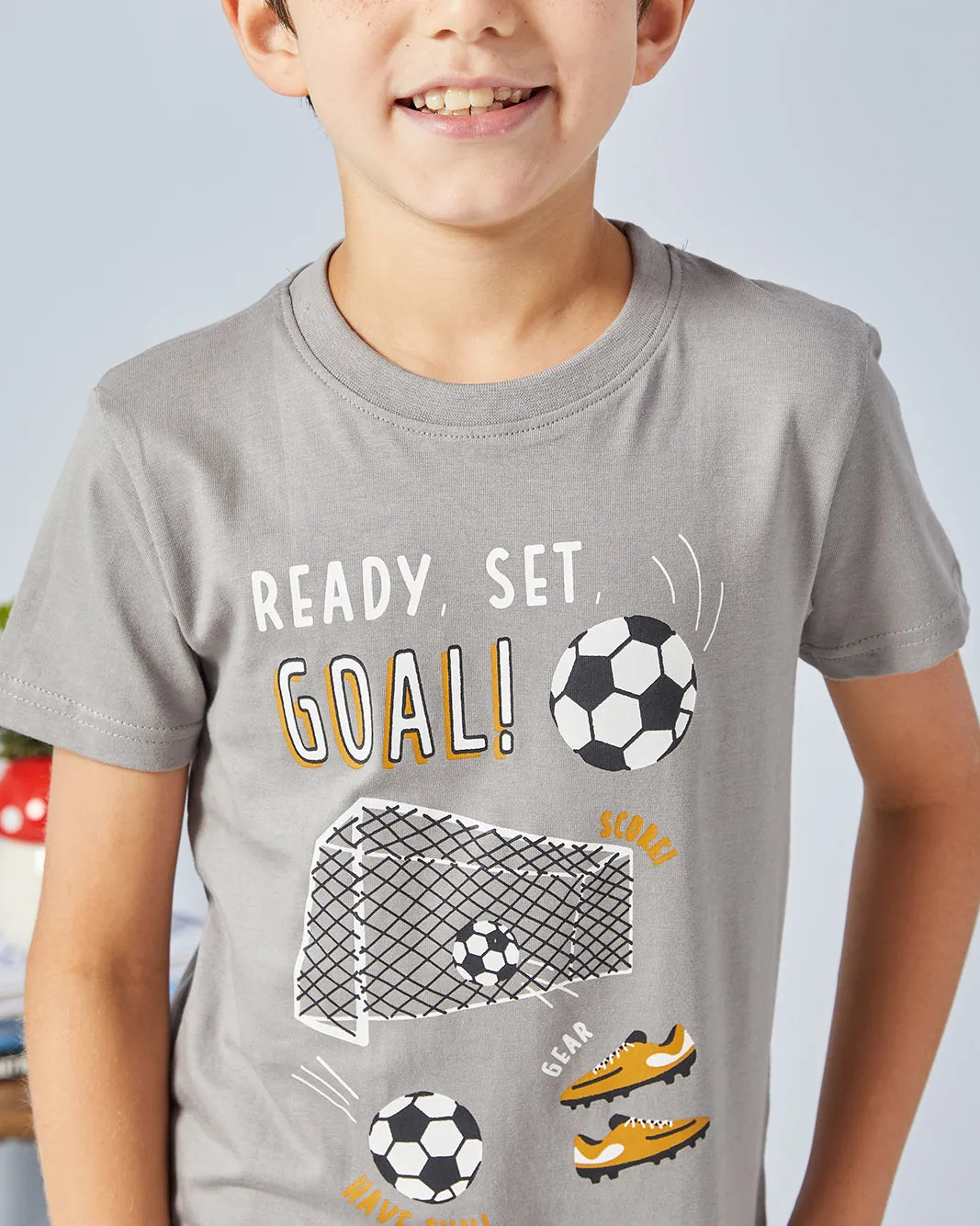 Boys Grey Football Print T-Shirt sold by Redtag product image thumbnail 4