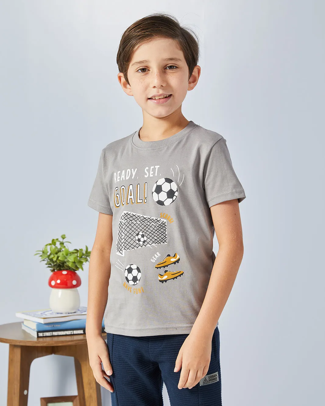 Boys Grey Football Print T-Shirt sold by Redtag