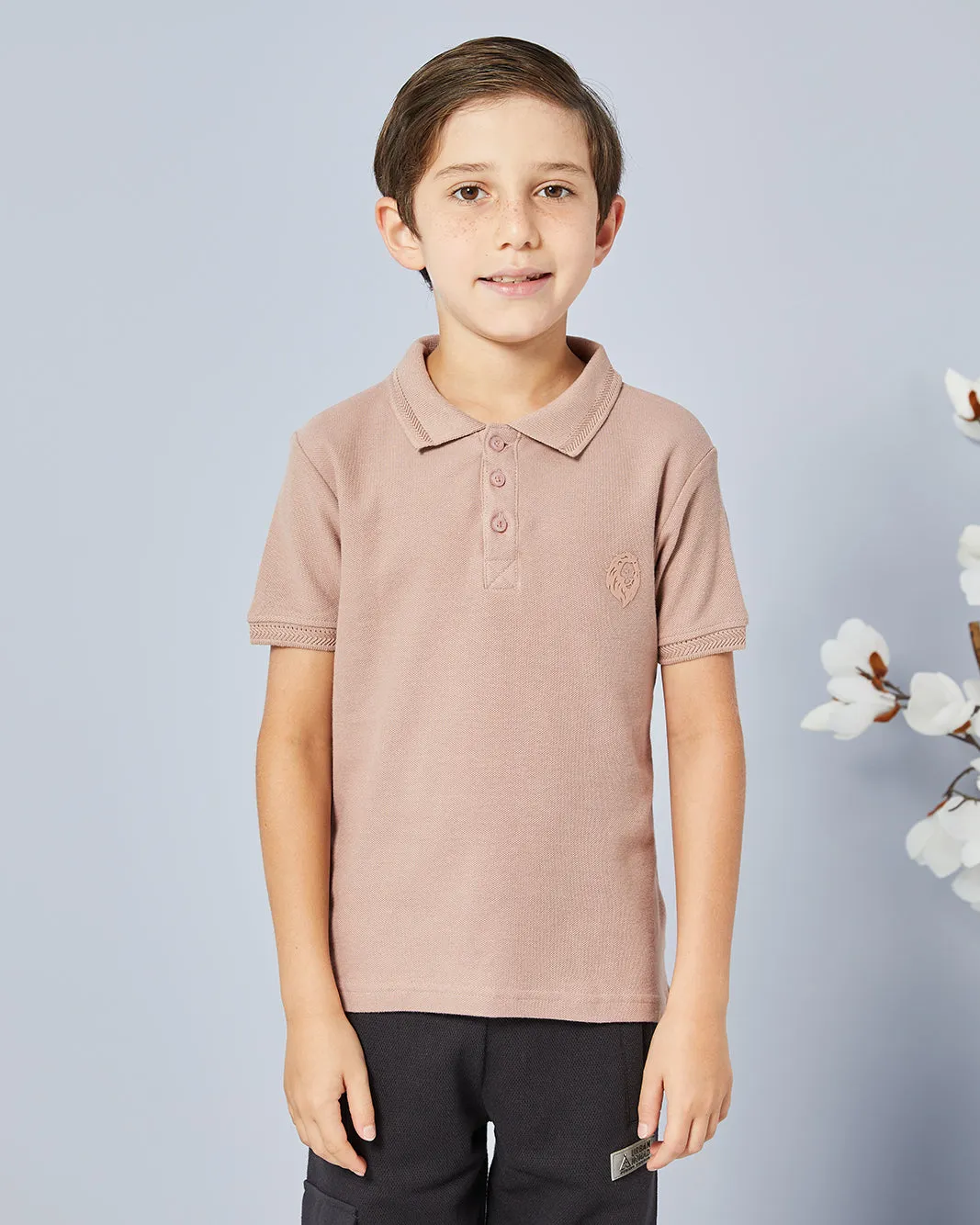 Boys Lilac Basic Tipping Polo Shirt sold by Redtag