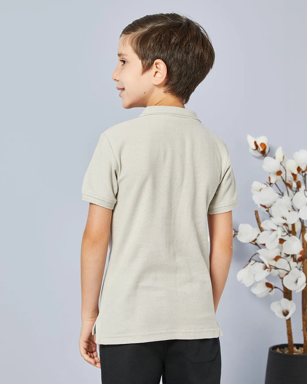 Boys Grey Solid Basic Polo Shirt sold by Redtag product image thumbnail 3