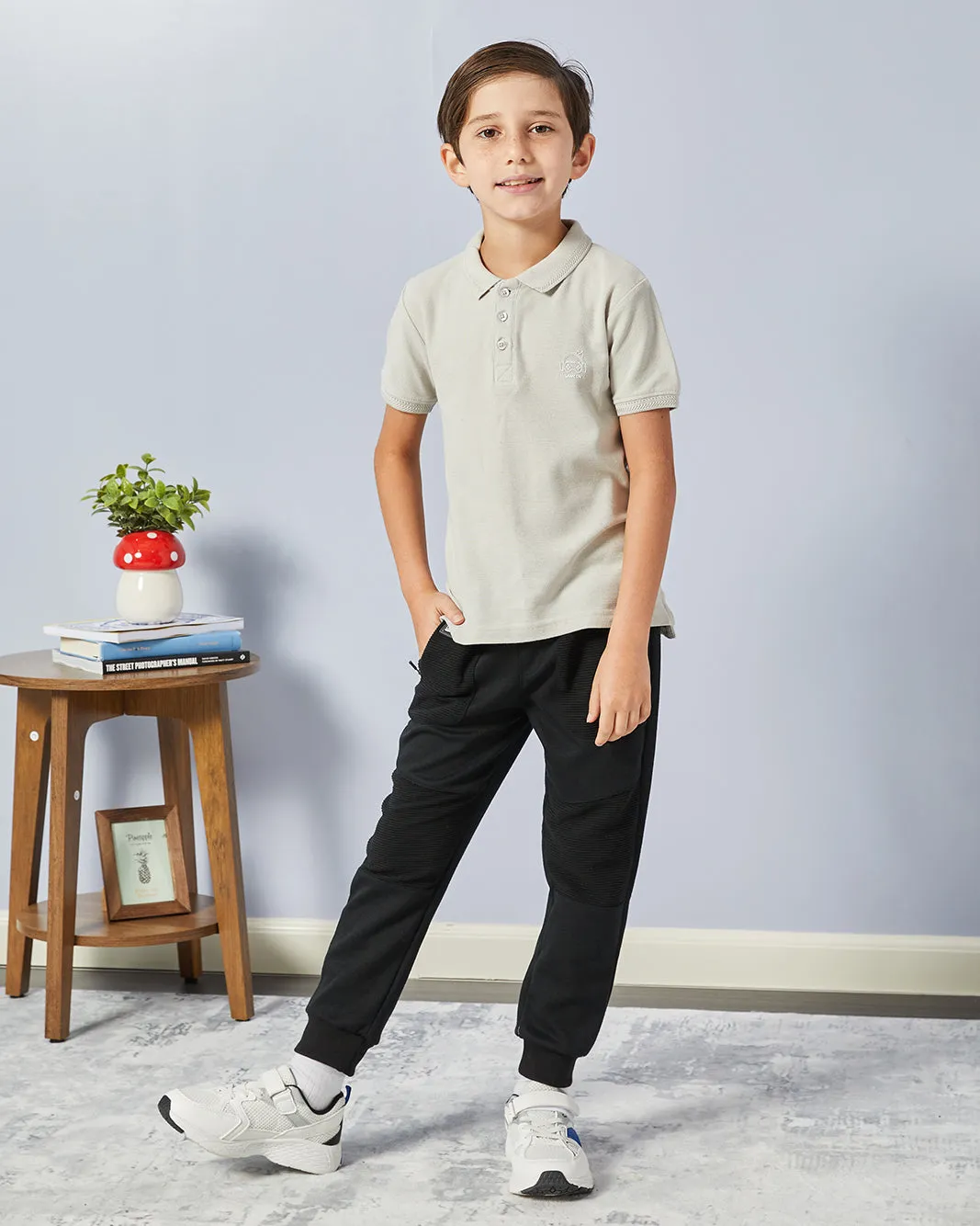 Boys Grey Solid Basic Polo Shirt sold by Redtag product image thumbnail 2