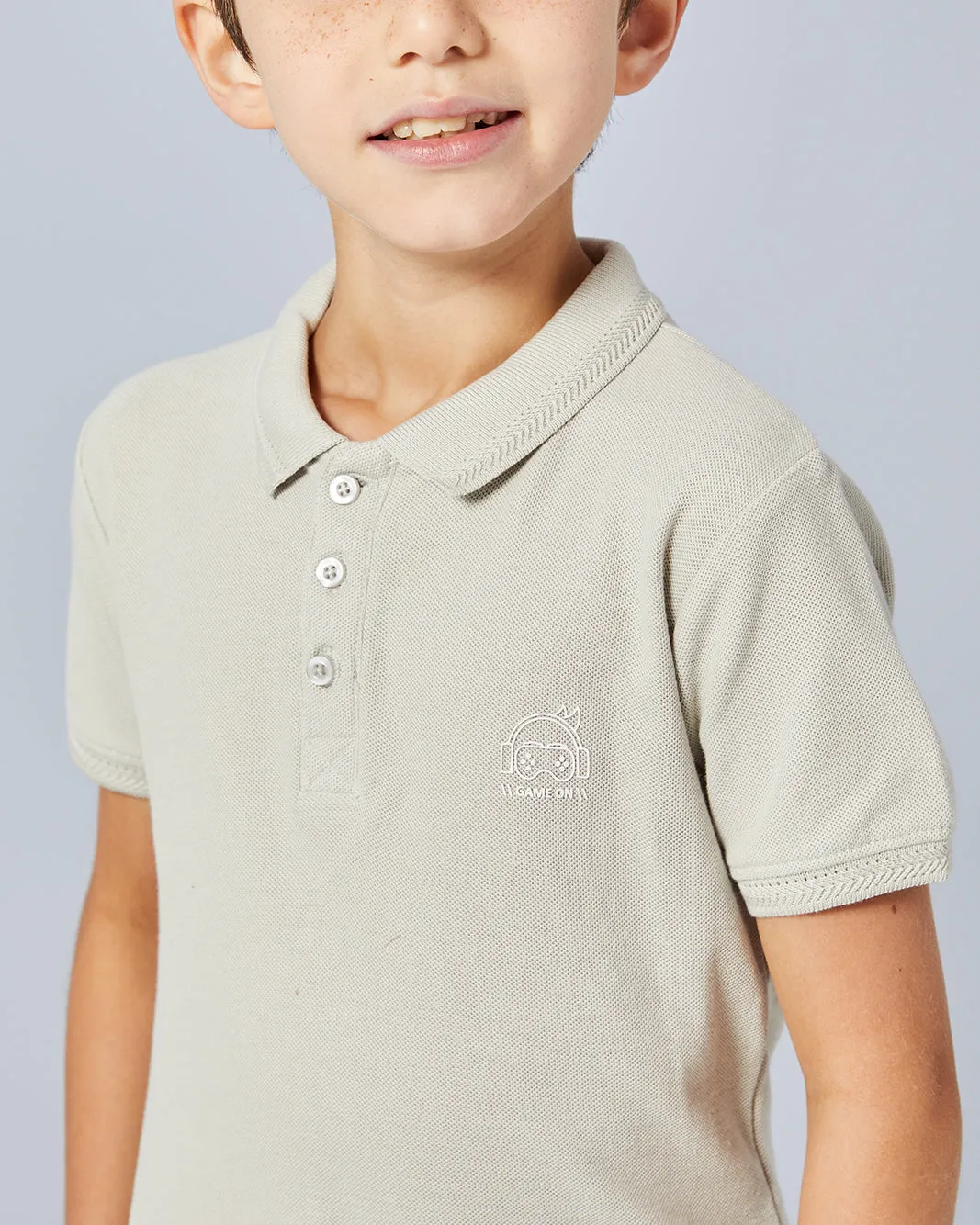 Boys Grey Solid Basic Polo Shirt sold by Redtag product image thumbnail 4