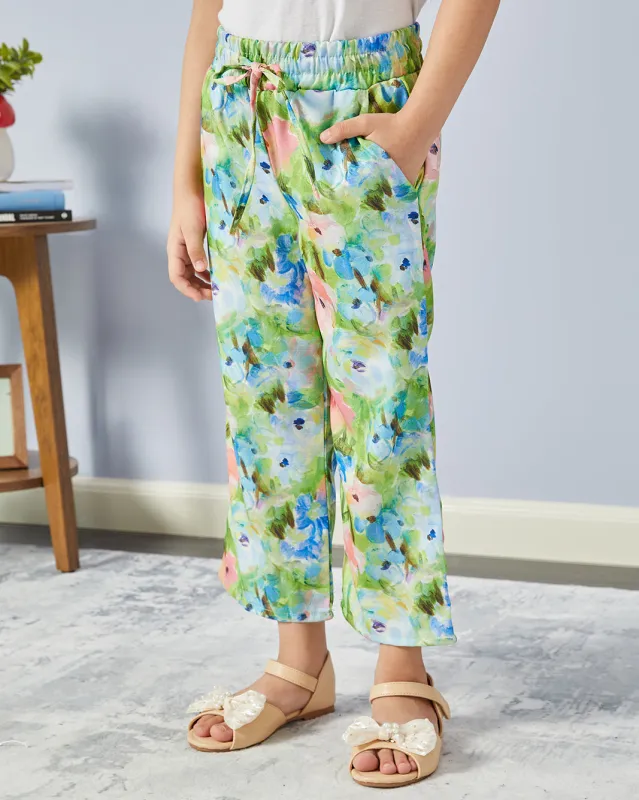 Girls Multicolour Printed Casual Trousers sold by Redtag