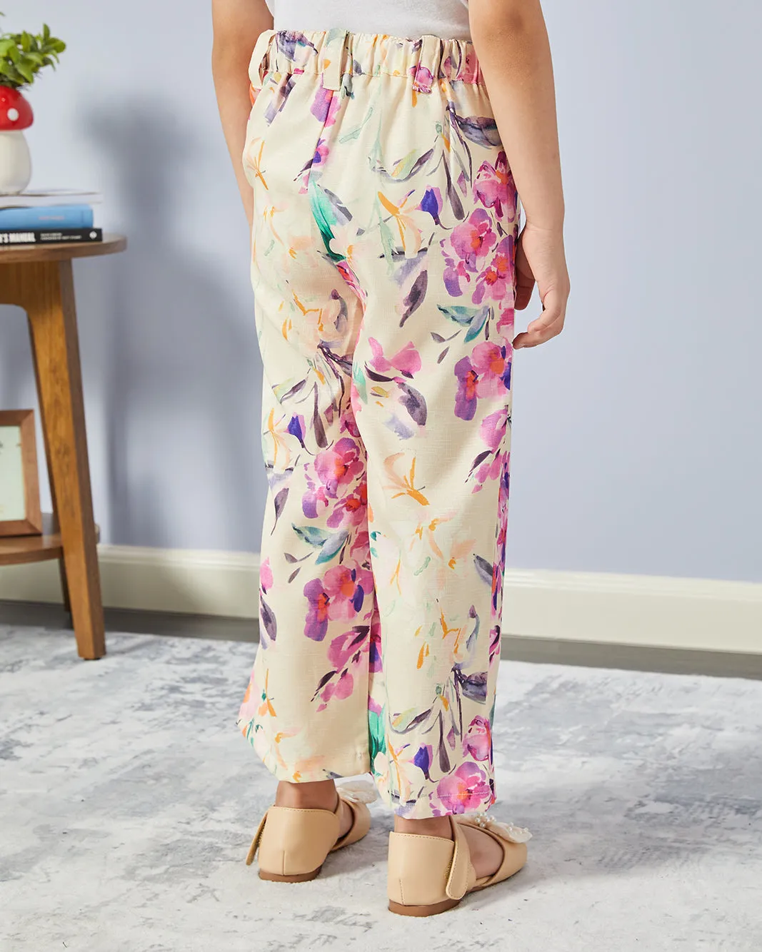 Girls Beige Printed Casual Trousers sold by Redtag product image thumbnail 3