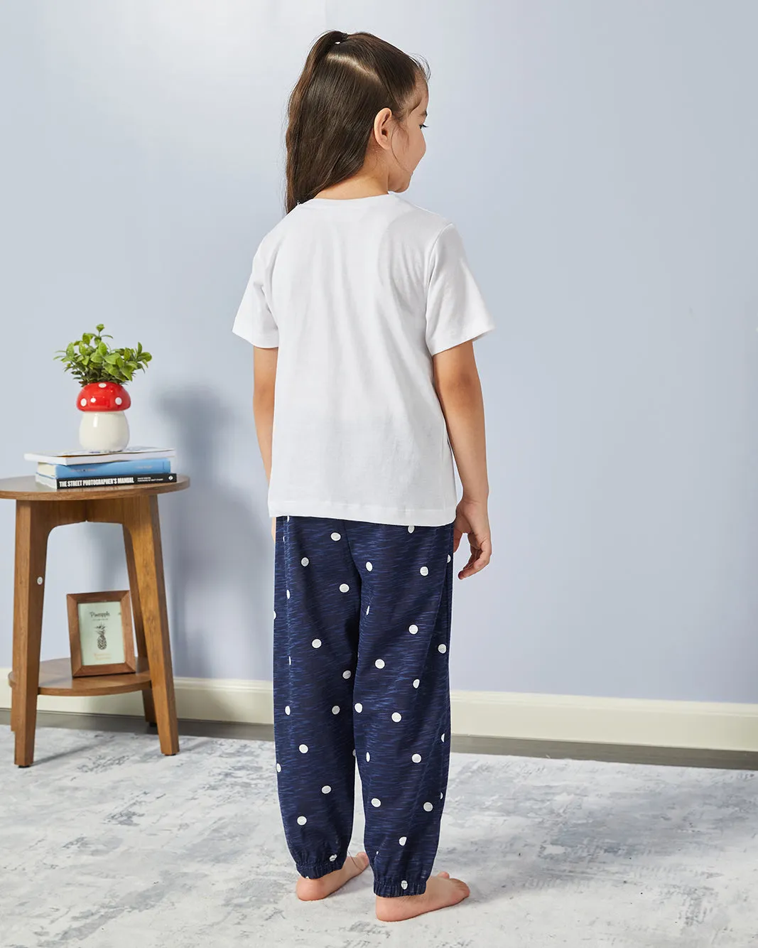 Girls White And Navy Printed Pyjama Set (2 Piece) sold by Redtag product image thumbnail 4