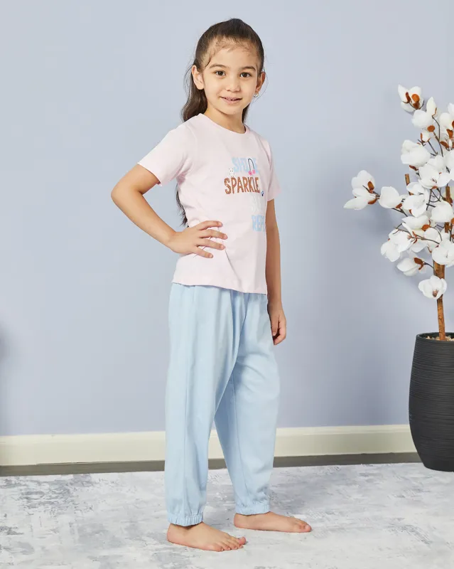 Girls Pink And Blue Printed Pyjama Set (2 Piece) sold by Redtag