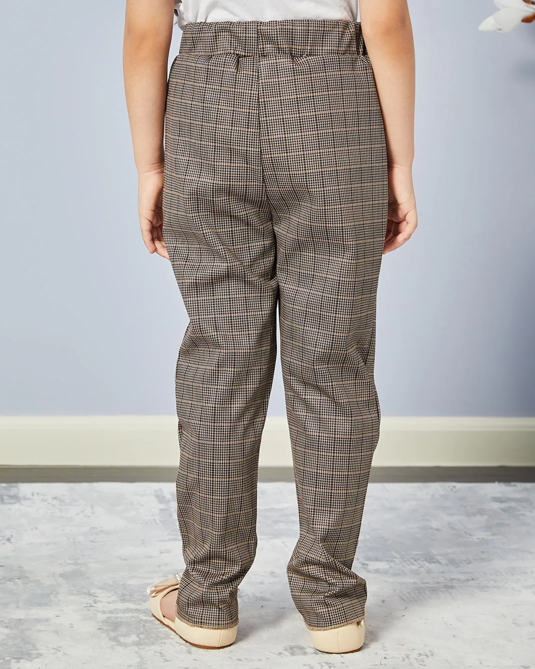 Girls Brown Checkered Pants sold by Redtag product image thumbnail 3