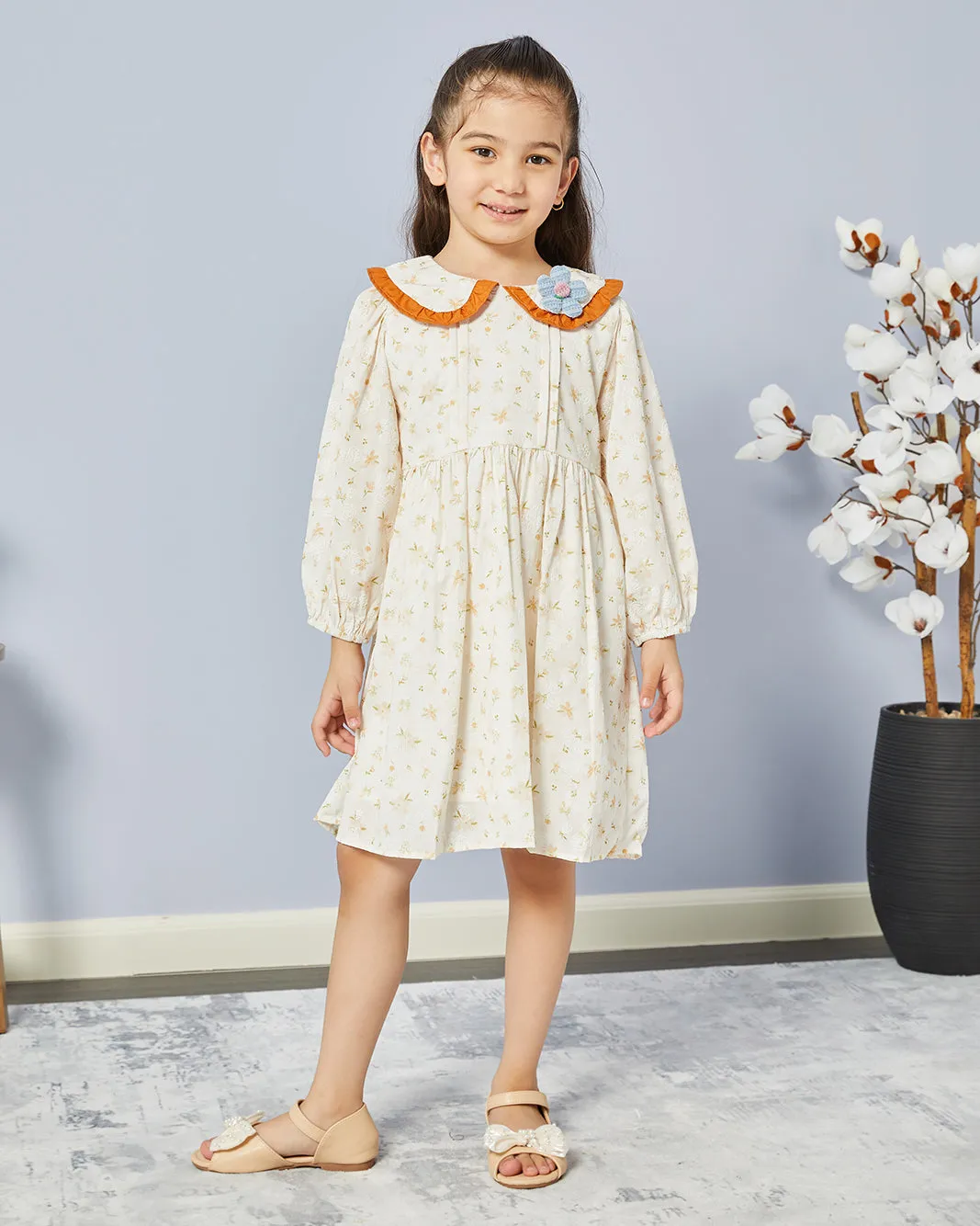 Girls Beige Embellished Dress sold by Redtag