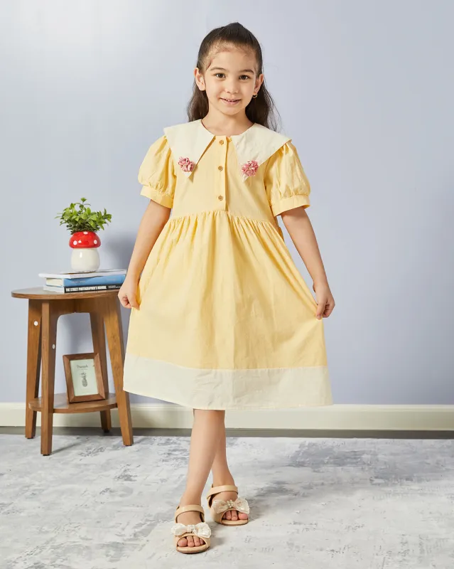 Girls Yellow Embellished Dress sold by Redtag
