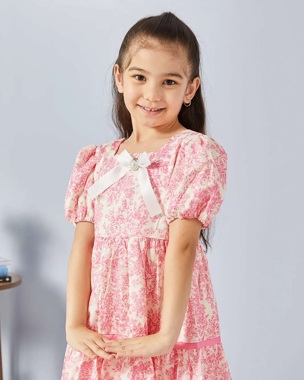 Girls Pink Printed Dress sold by Redtag product image thumbnail 2