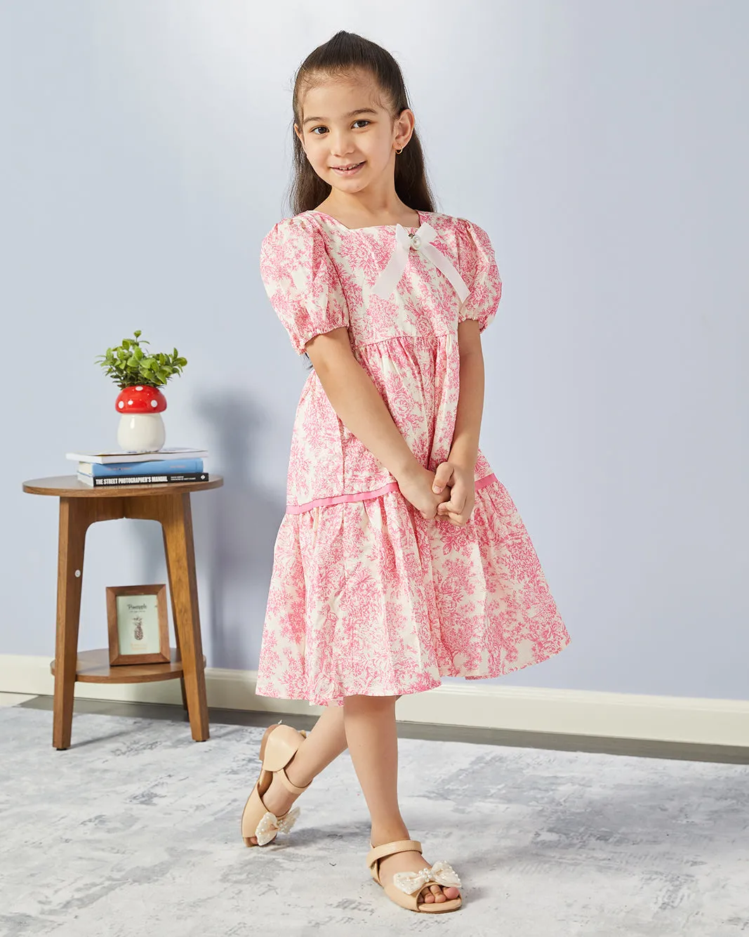 Girls Pink Printed Dress sold by Redtag product image thumbnail 4