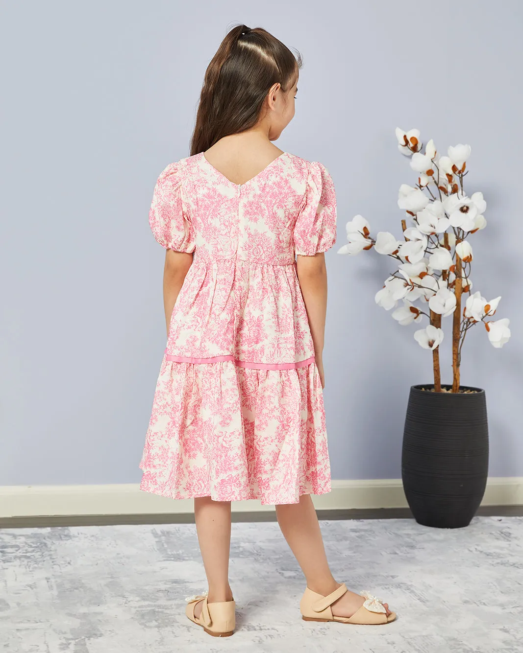 Girls Pink Printed Dress sold by Redtag product image thumbnail 3