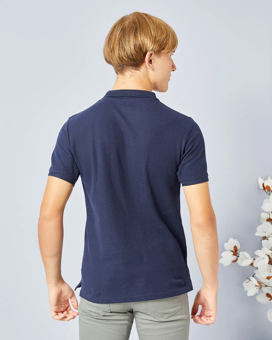 Senior Boys Navy Basic Polo Shirt sold by Redtag product image thumbnail 3