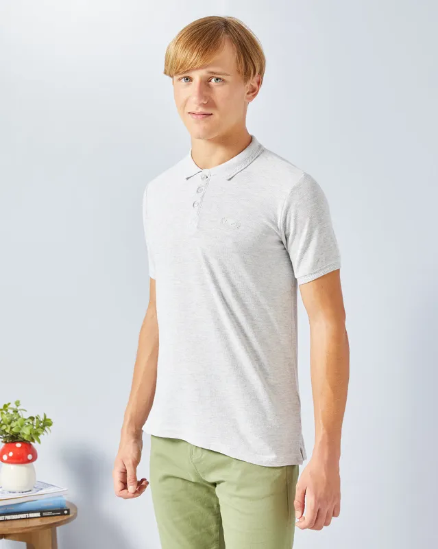 Senior Boys Grey Basic Polo Shirt sold by Redtag