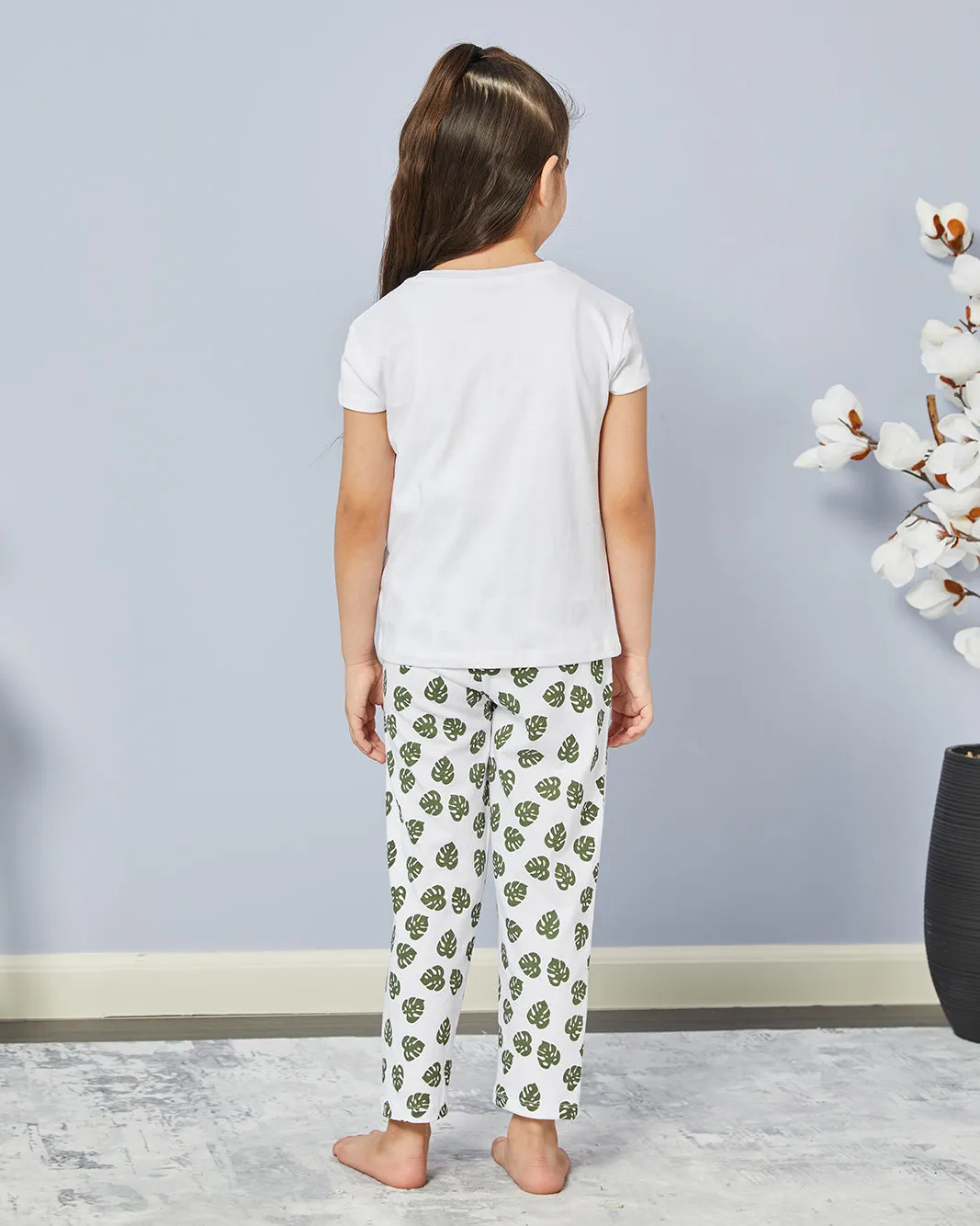 Girls White Printed Pyjama Set (2 Piece) sold by Redtag product image thumbnail 4