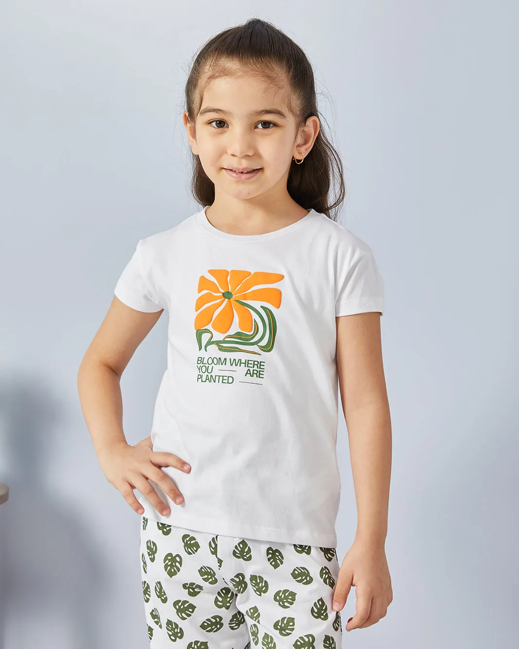 Girls White Printed Pyjama Set (2 Piece) sold by Redtag product image thumbnail 2
