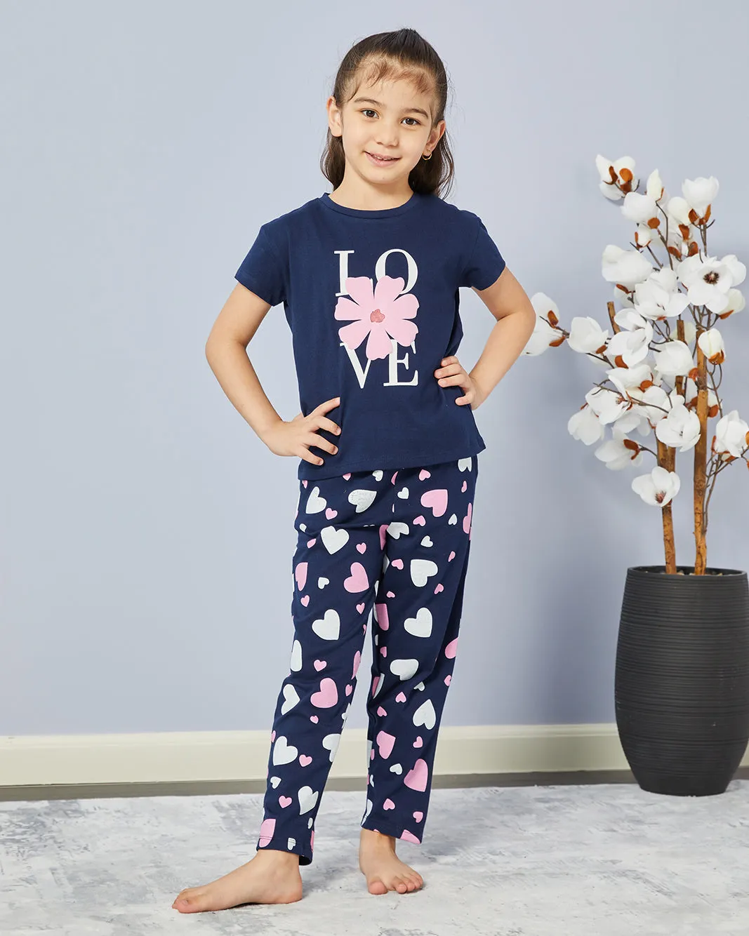 Girls Navy Printed Pyjama Set (2 Piece) sold by Redtag