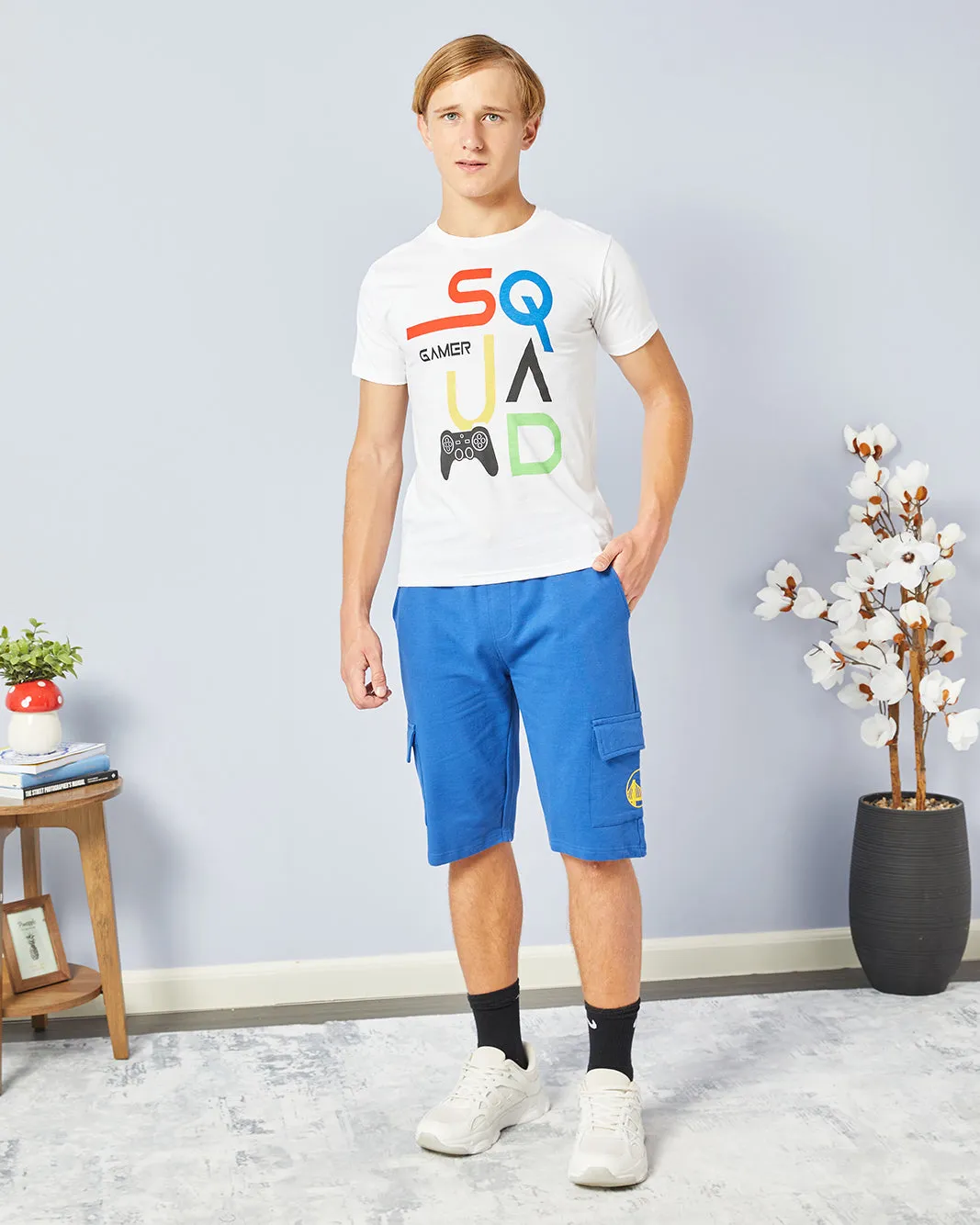 Senior Boys Blue Pull-on Shorts sold by Redtag product image thumbnail 2