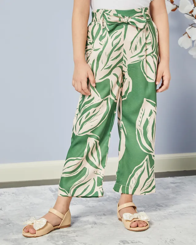 Girls Green Printed Casual Trouser sold by Redtag