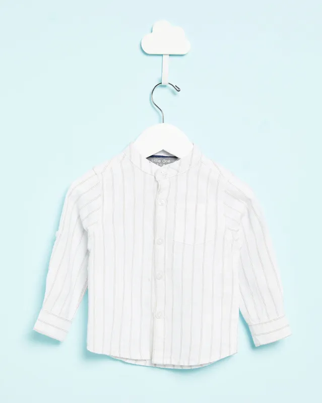 Infant Boys White Striped Casual Shirt sold by Redtag