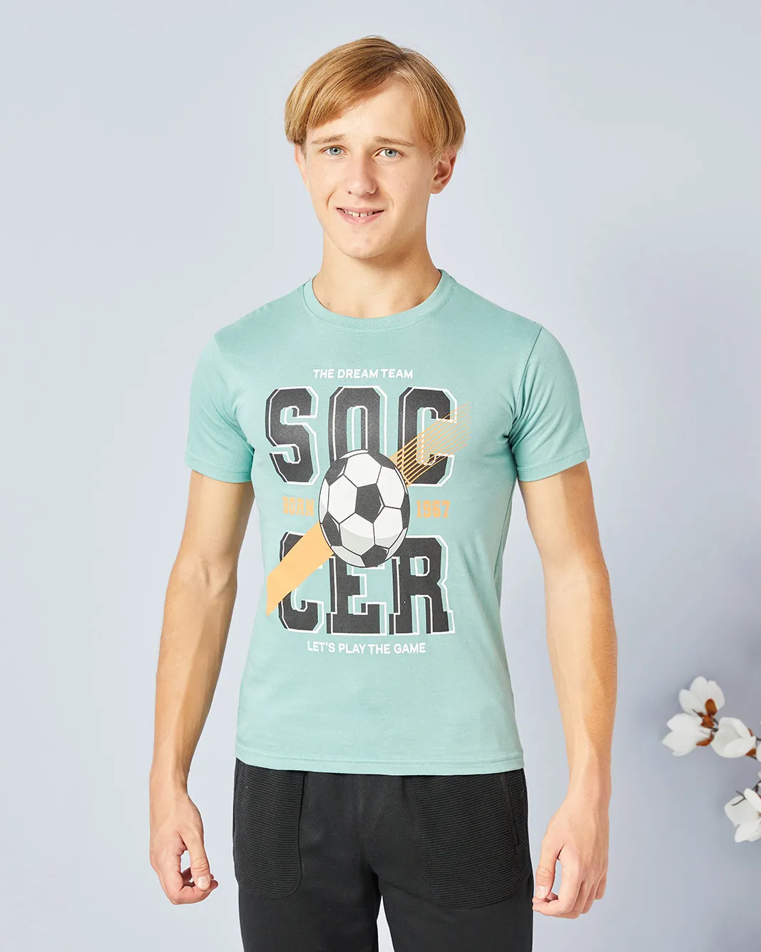 Senior Boys Teal Printed T-Shirt sold by Redtag